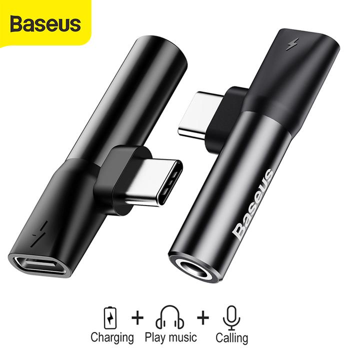 Baseus 2 in 1 Usb Type C Converter To 3.5mm Aux Jack Audio Adapter
