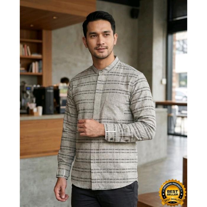 Kemko Harley Lengan Panjag Size M XL Kemeja Koko Pria Harley Original