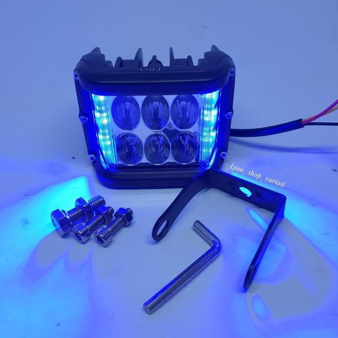 LAMPU TEMBAK SOROT LED CREE 6 MATA STROBO BLUE 4306