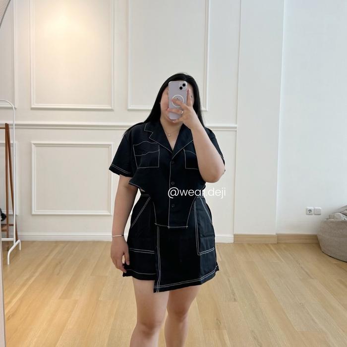 DEJI - Jade Pocket Bigsize Set Bigsize | Setelan Celana | Setelan Rok | Set Skirt | Set Skort | Sete