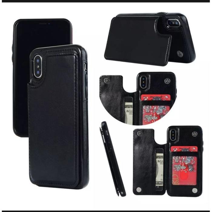 IPHONE 7 8 PLUS / XS MAX / X / XS / XR FLIP SOFT HARD CASE COVER CASING LEATHER KULIT WALLET DOMPET 