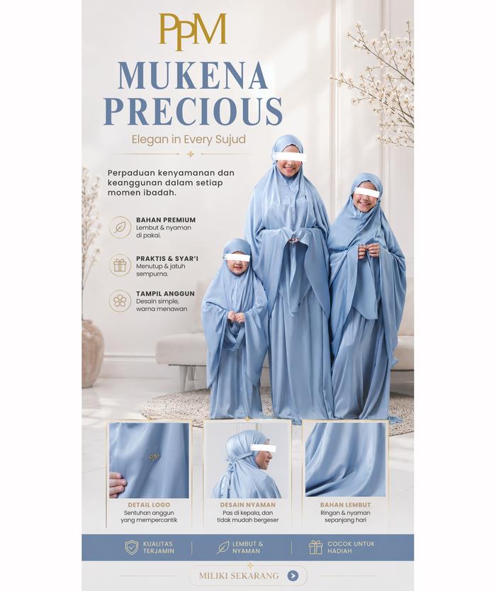 MUKENA PRECIOUS SERIES (ADULT / TEEN / CHILD PRAYER SET) - Mukena Atas Bawah - Mukena Armani Silk - 