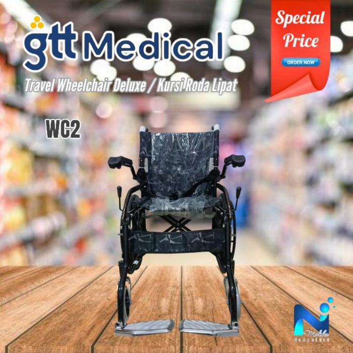 Kursi Roda Traveling Original GTT WC2 - Kursi Roda Travel Lipat Deluxe GTT Velg Racing Ban Besar