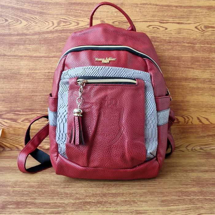 TAS RANSEL KULIT WANITA ROMA JELLAR SECOND BRANDED MERAH