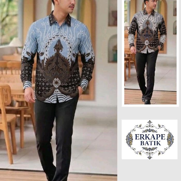 Kemeja Batik Erkape Lengan Panjang untuk Pria - Baju