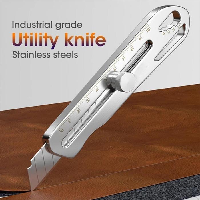 3in1 Pisau Cutter Stainless Multifungsi Cutter Pisau 18mm Cutter Besi Stainless Besar Pisau Cutter P