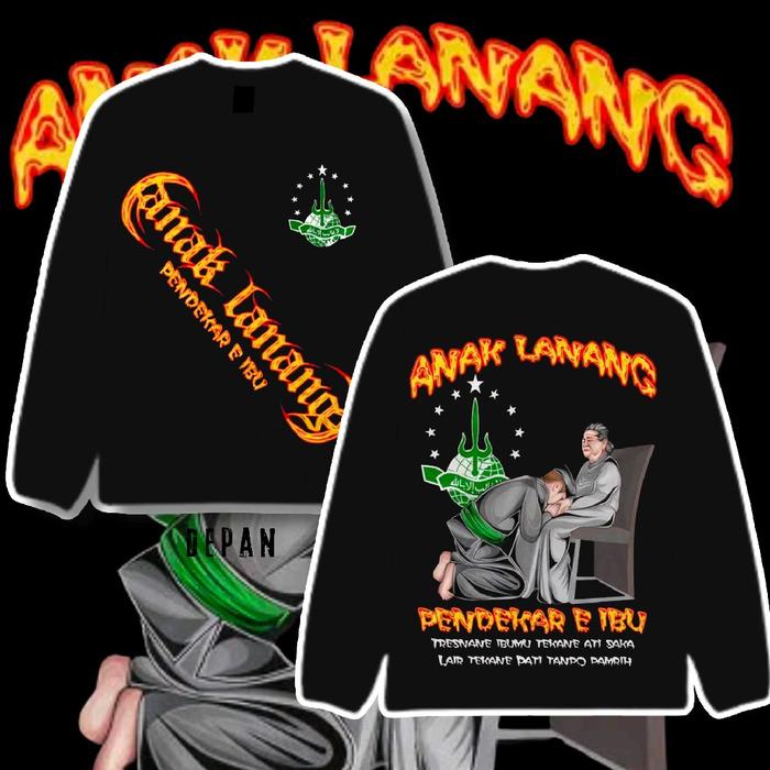 KAOS PAGAR NUSA ANAK LANANG Kaos Unisex Lengan Panjang Bahan Premium Size S-XXXL Hitam Polos Distro 