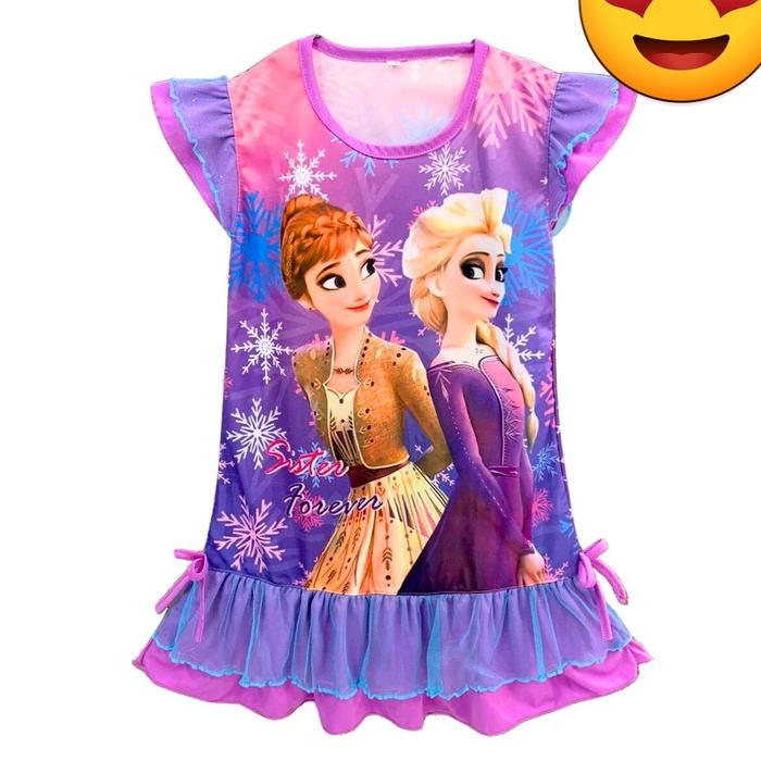 DRESS ANAK PEREMPUAN FROZEN LENGAN RUFFLE/JULIA-FULL PRINTING