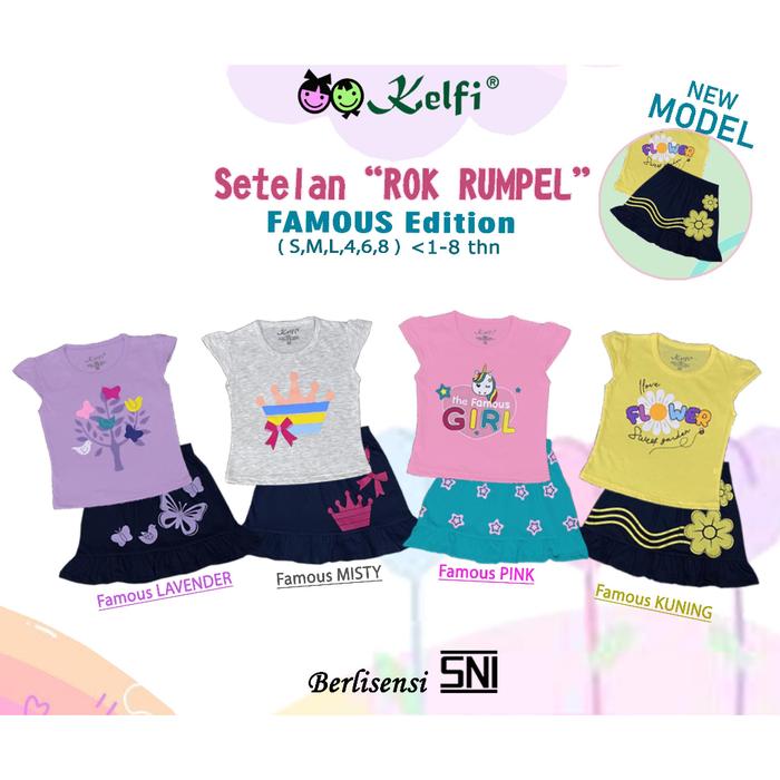PROMO 8.8 KELFI SETELAN ROK REMPEL / SET ANAK CEWEK "FAMOUS EDITION"