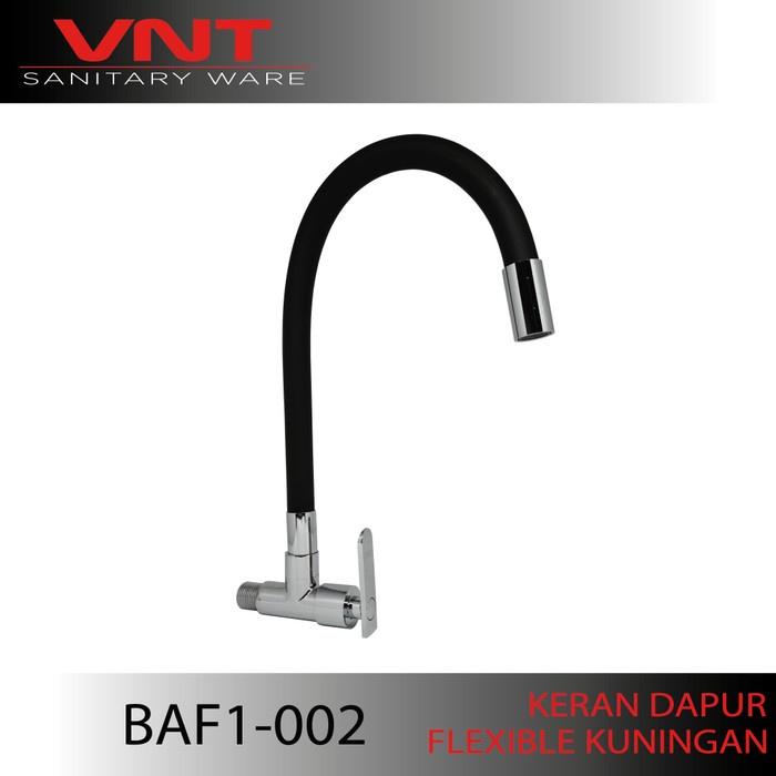 VNT Kran Cuci Piring Flexible BAF1-002 Kuningan Leher Angsa Keran Tembok Dapur