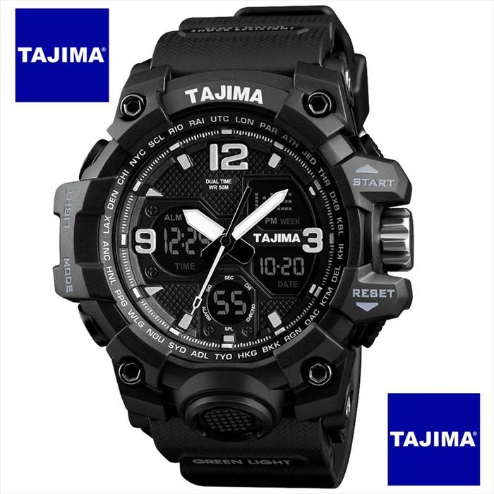 New TAJIMA Jam Tangan Pria Analog Digital 9783 Original Water resist 5 atm Garansi 1 Tahun + Free BO