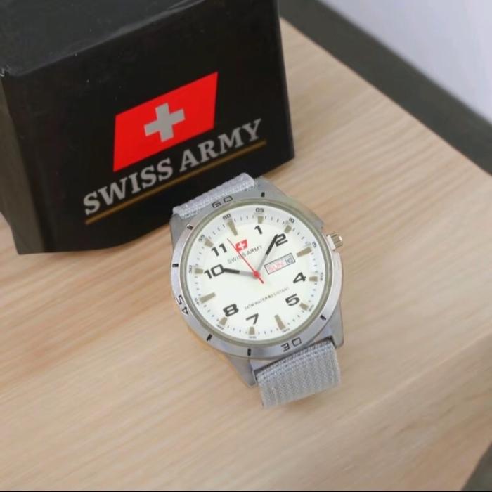 Jam Tangan Swiss Army Original Pria/Wanita Kanvas Tanggal&Hari Aktif Water Resisten - Watches