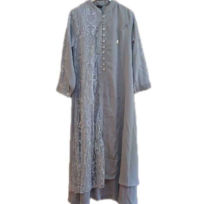 Gamis Wanita Brukat Shebu Warna Khaki | Dress Wanita Warna Khaki