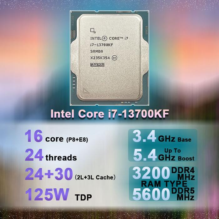 Intel Core I7-13700KF I7 13700KF 3.4 GHz 16-Core Prosesor CPU
