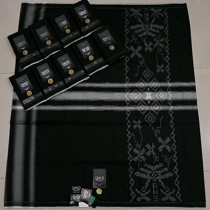 Sarung BHS Excellent Silver Hitam Polos Sarung Pria Dewasa Muslim Santri Sarung Exclusive