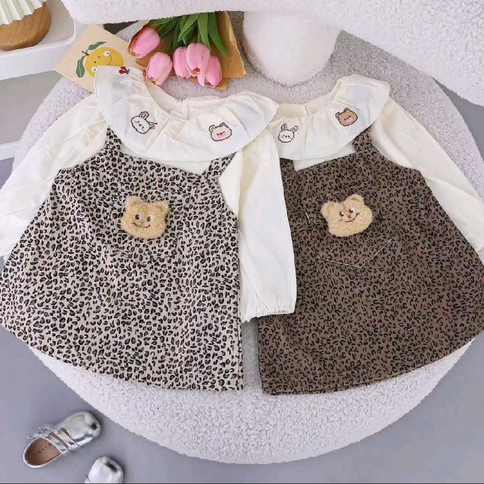 dres anak perempuan motif macan