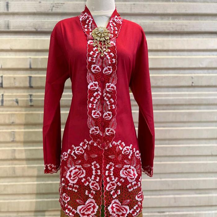 NEW DESAIN KEBAYA ENCIM MERAH PUTIH //KEBAYA ENCIM MODERN MERAH PUTIH