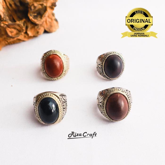 Cincin Kayu Gaharu Merah - Galih Fosil Kelor Hitam - Galih Nagasari Merah - Galih Asem ASLI Super Or