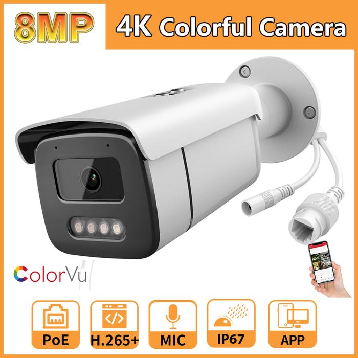 4K Full Color Night Camera 8MP ColorVu Bullet Security Camera 5MP PoE
