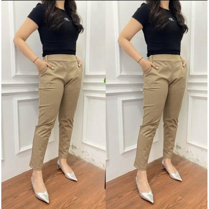 New Celana Fauzira Katun Twill Strech Panjang|| Fauzira Baggy Pants Celana Panjang Wanita Merah Terl