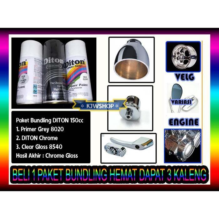 Paket Hemat DITON Krom Aluminium Chrome Primer 8020 Clear Gloss 8540