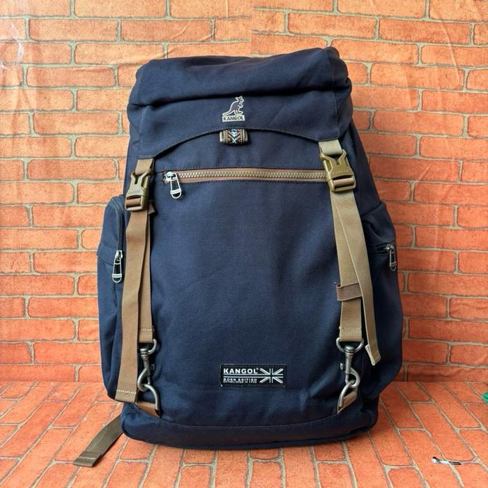 TAS RANSEL BESAR KANGOL PRIA SECOND BRANDED KANVAS BIRU / TAS RANSEL BERTULANG SILIKA KANGOL SECOND 