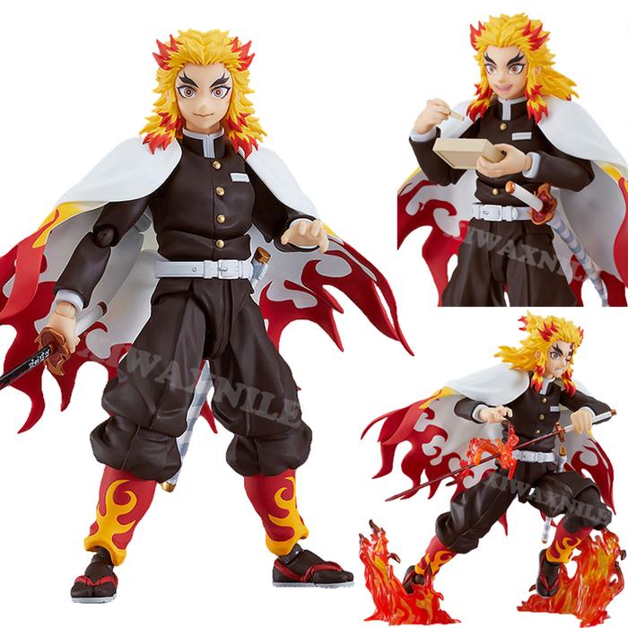 Mainan boneka Model figur Anime Kyojuro Rengoku Kimetsu no Yaiba,