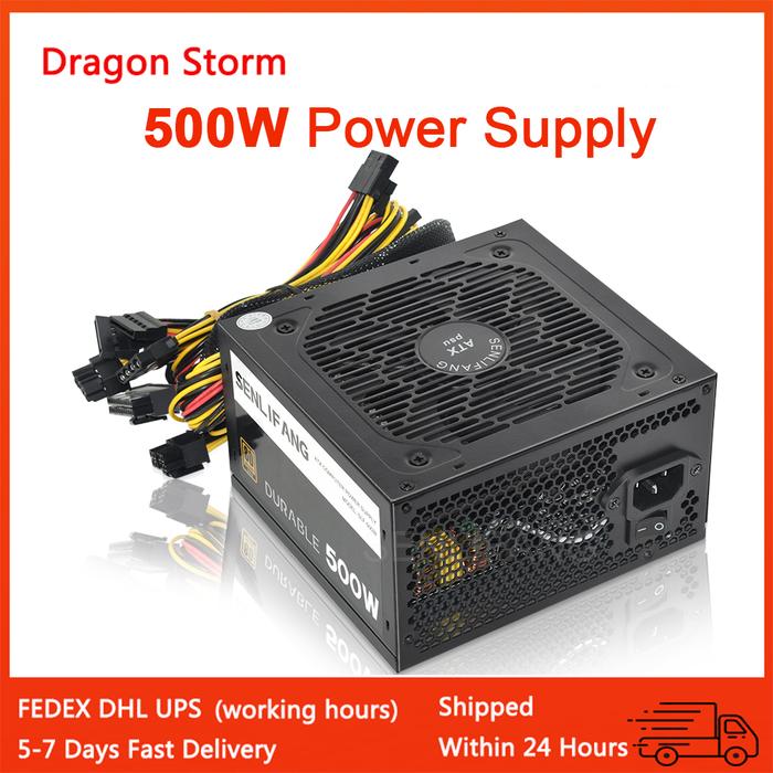ATX PSU Max 500W Watt PC Unit Gaming Quiet 120mm Fan 24Pin 12V 80Plus