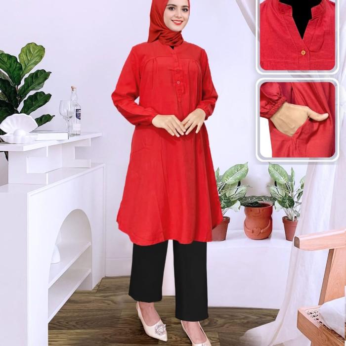 Tunik Polos Viscose Jumbo Merah Cabe