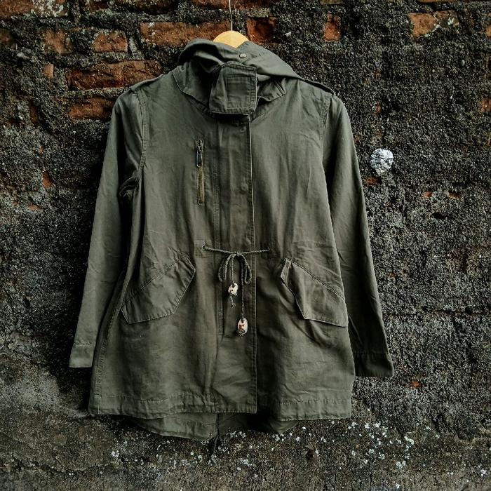 jacket wanita tebal parka semi kanvas green military apart by lowrys original not uniqlo edwin hnm z