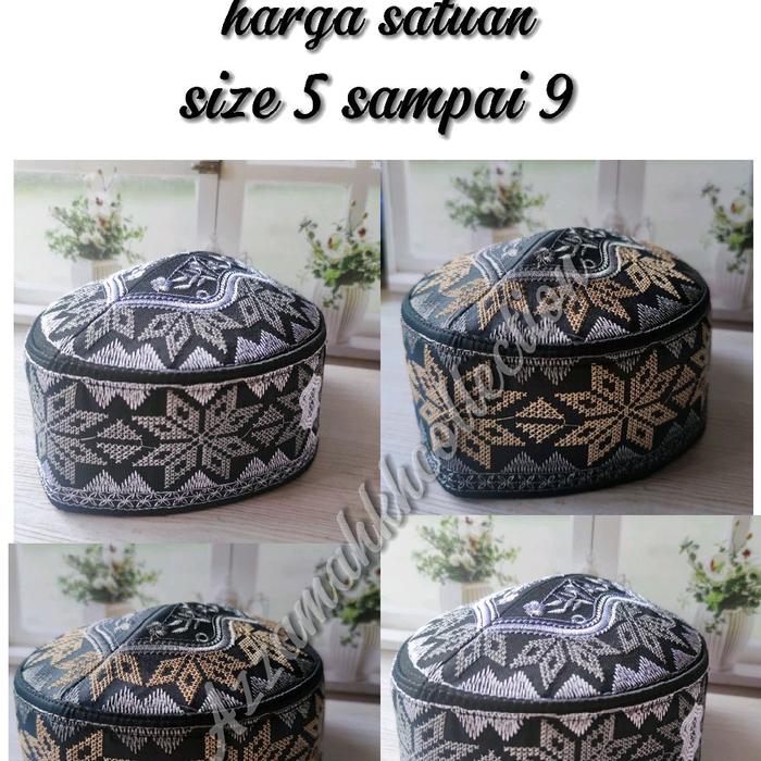 (eceran)Peci Malaysia Trumpah Motif Pintu Aceh Daun Singkong,Kopyah Trumpah Pintu Aceh Motif Daun Si