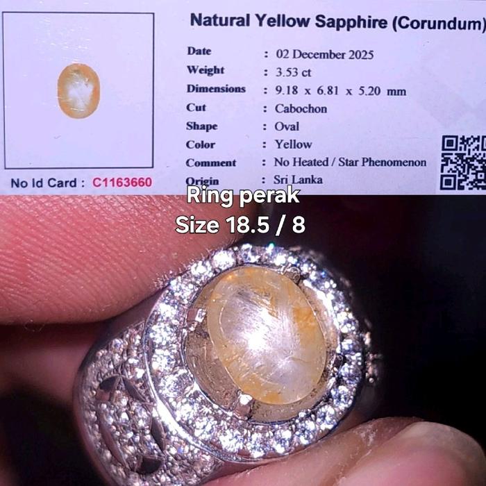 Batu natural yellow sapphire safir ceylon yakut srilanka no treatment