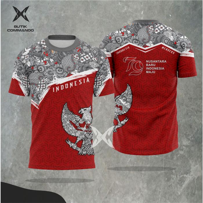 Butik Commando Kaos Pria Jersey Kemerdekaan 17 Agustus 2024 Merah Putih Spesial HUT RI INDONESIA 79