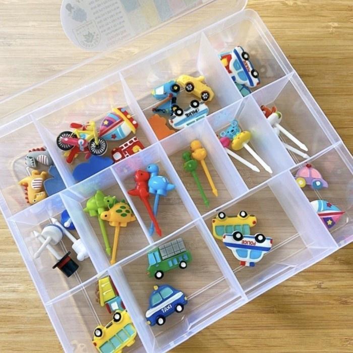 kotak aksesoris/Kotak Penyimpanan Perintilan Bento / Box Plastik 4 sekat tebal / Box Aksesoris Bento
