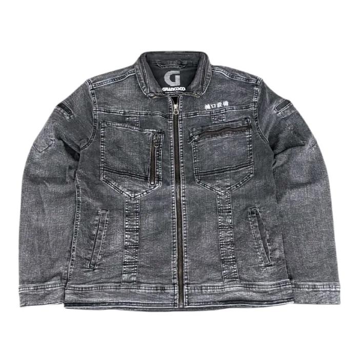 GRANCISCO - Jaket Jeans Jaket Denim Pria Size M Hitam Washed