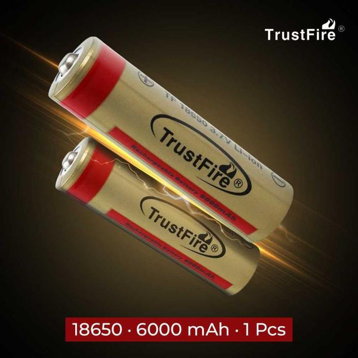 TrustFire Baterai Rechargeable 18650 Li-Ion 3.7V 6000mAh 1 PC BRC18650