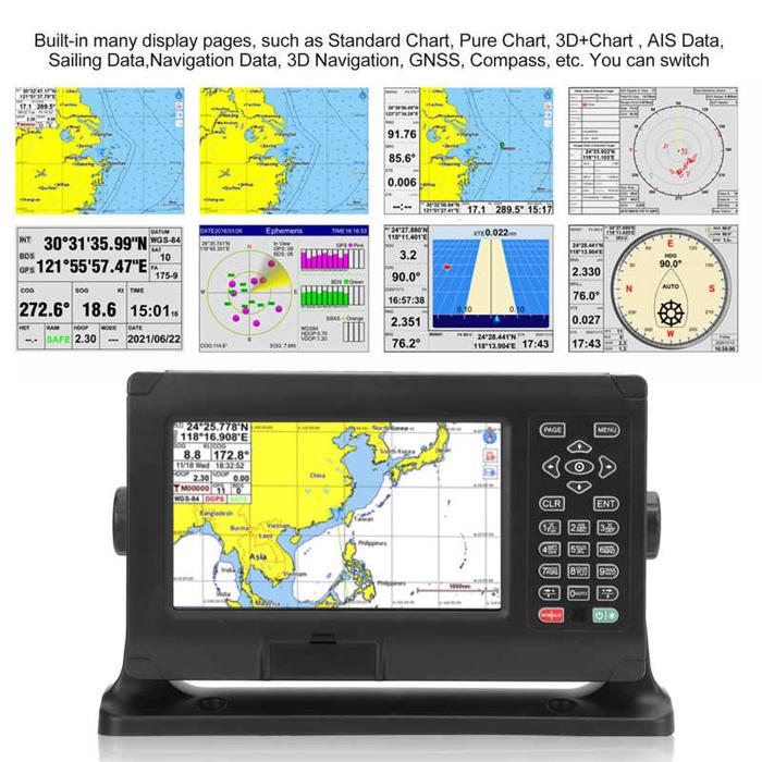 8in Kapal Laut GNSS Grafik Pencari Ikan Plotter GPS BDS Navigator