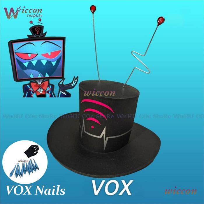 Hazzbin Cosplay Hotel Vox Cosplay Hat Vox Black Hat With Antenna Women Men Halloween Carnival Christ