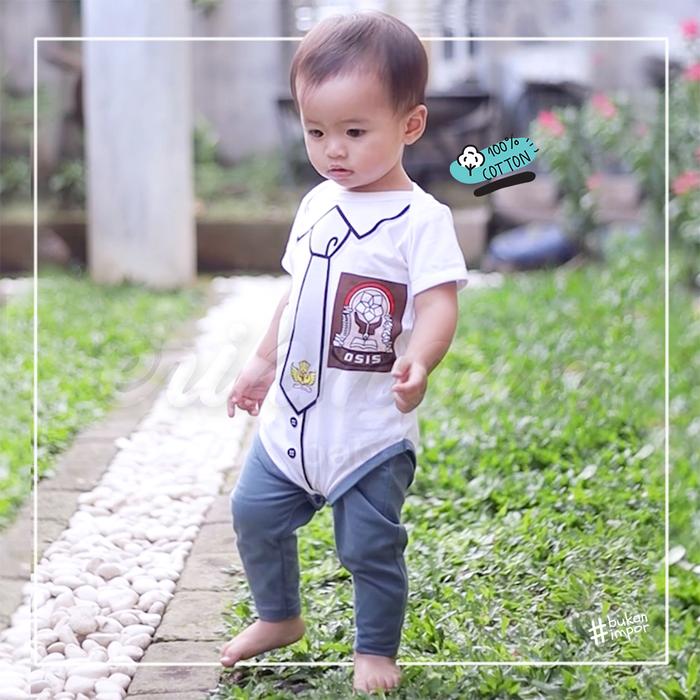 Ermon Baby - Jumper Bayi Laki Laki Perempuan Jumper Baby Cowok Cewek Lucu Seragam SMA + Topi Usia 0