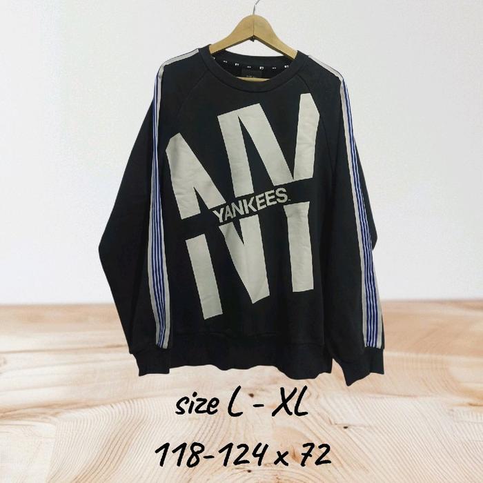 preloved crewneck mlb ny big logo hitam size L XL