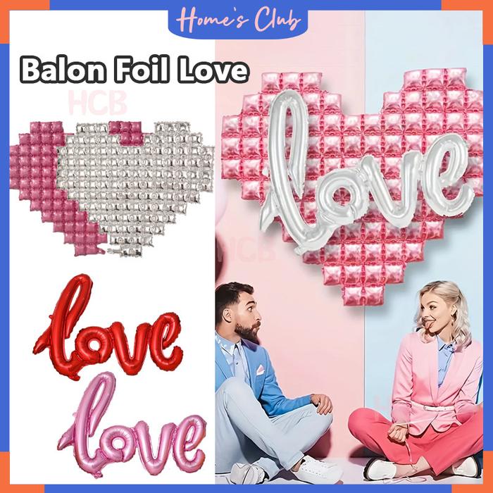 Balon Love Balon Foil Love Jumbo Hati Kotak-kotak