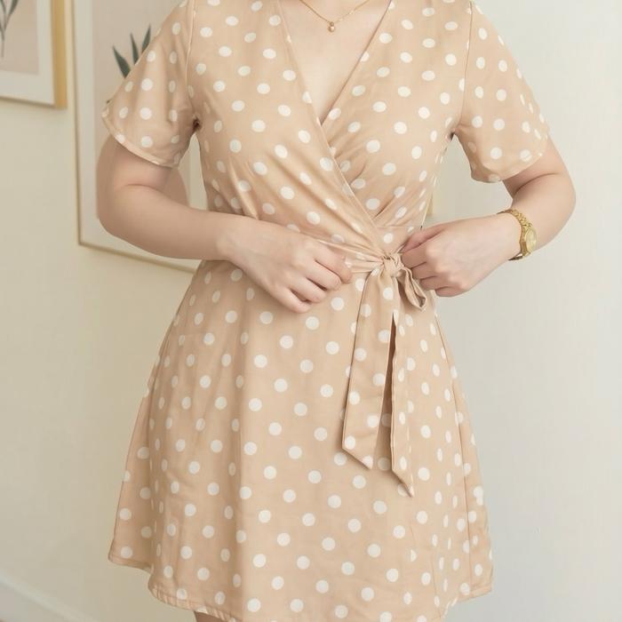 Setelan Dres Wanita satin premium +Celana Pendek kimono Polkadot | Batik All Size, Outfit Santai Kek