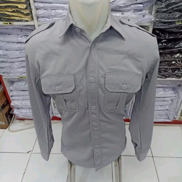 kemeja kerja baju pdh seragam kerja abu hrey polos satuan rekomended kemeja dishub kemenhub