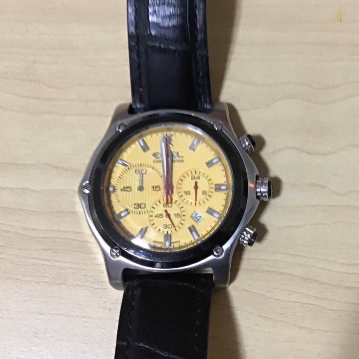 Ebel chronometer 8002  jam tangan pria keren, koleksi prelove warna kuning