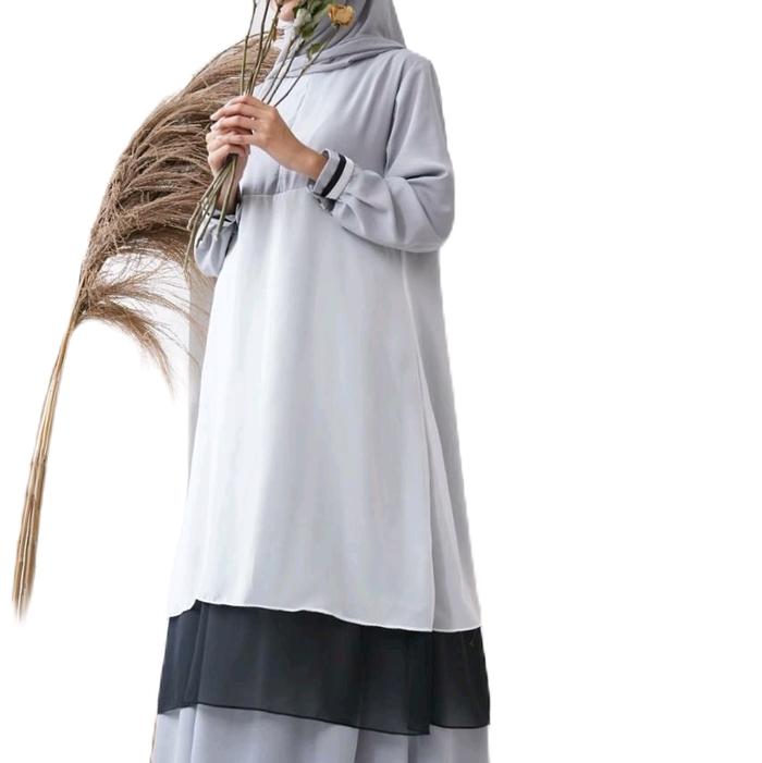 Bellamora Dress by Enobi baju gamis wanita dewasa M Steel Chrome Muslim Simple Crepe   Lembut Nyaman