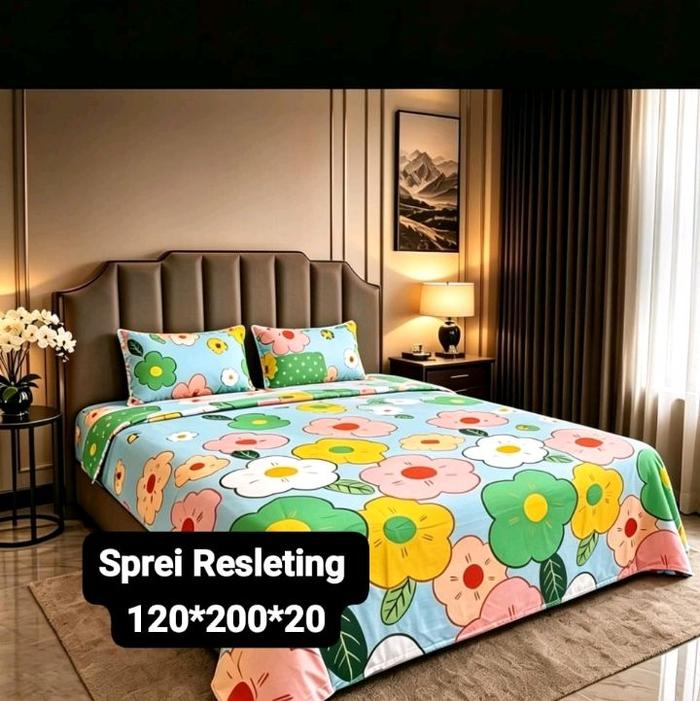 SPREI RESLETING 120x200x20 dan 140x200x20 LETTER L BAHAN KATUN MICRO DISPERS HALUS LEMBUT TIDAK LUNT