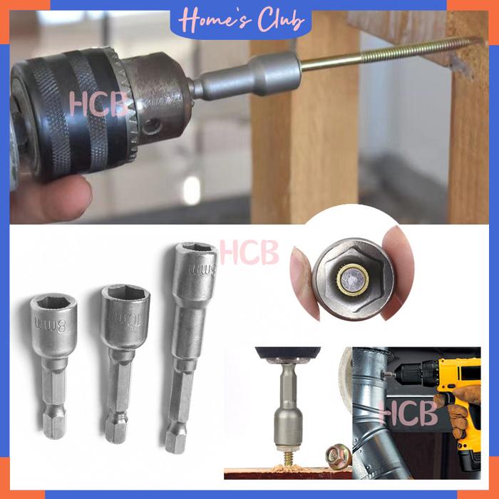 Magnetic Nut Setter Obeng Baut Mata Bor / Hex Adaptor Bit / Mata Sock Roofing
