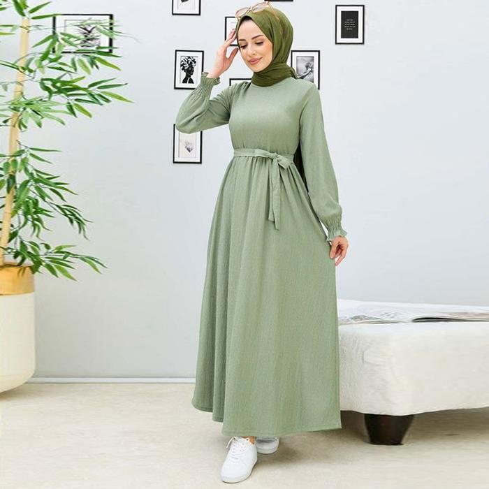 Zalifa Dress Gamis Terbaru Gamis Lebaran Abaya Crinkle Baju Wanita Muslimah Lebaran Maxi 2026 RMD09