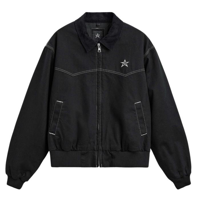Sai - Alisson Work Jacket Boxy Bomber Jacket Black Zipper