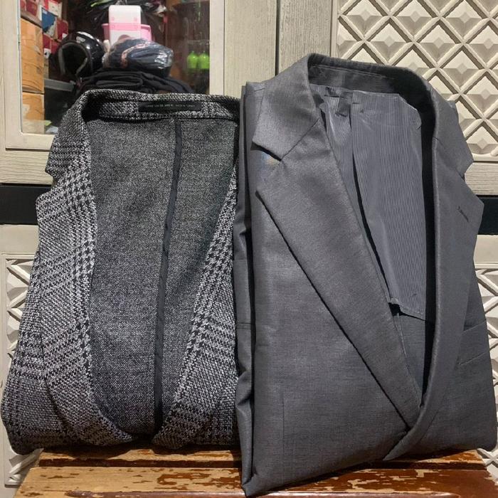 ORIGINAL JAS SUIT COMFORT TARTAN ZARA BLAZER TUXEDO SPAO WOOL SINGLE BREASTED RAJUT STRETCH